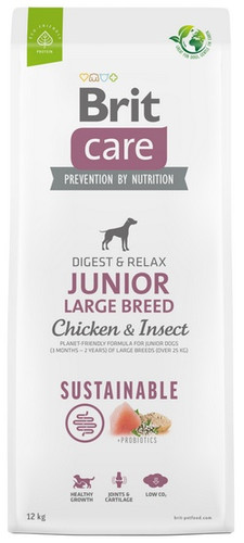 Brit Care Sustainable Junior Large Breed Chicken & Insect Dog Dry Food 12kg