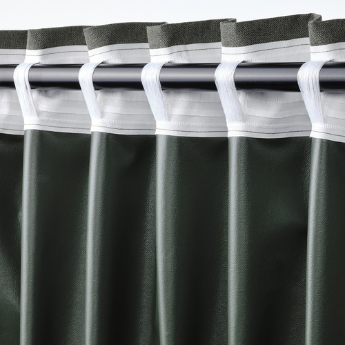 ROSENMANDEL Block-out curtains, 1 pair, dark green, 135x300 cm