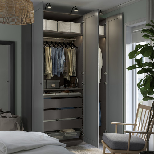 PAX / GULLABERG Wardrobe combination, dark grey/grey, 150x60x236 cm
