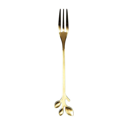 Dessert Fork Set 4pcs, gold leaves