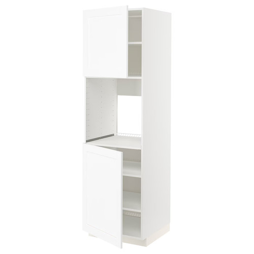 METOD High cab f oven w 2 doors/shelves, white Enköping/white wood effect, 60x60x200 cm