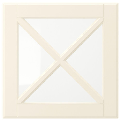 BODBYN Glass door with crossbar, off-white, 40x40 cm