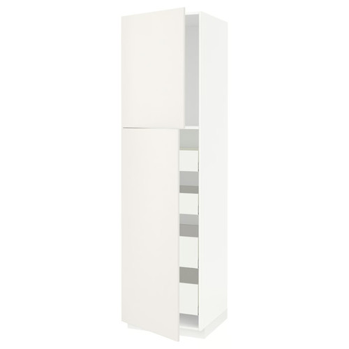 METOD / MAXIMERA Hi cab w 2 doors/4 drawers, white/Veddinge white, 60x60x220 cm