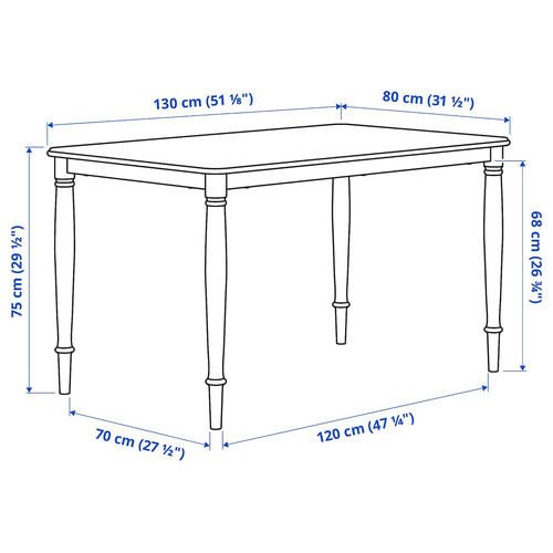DANDERYD / DANDERYD Table and 4 chairs, white/Vissle grey, 130 cm