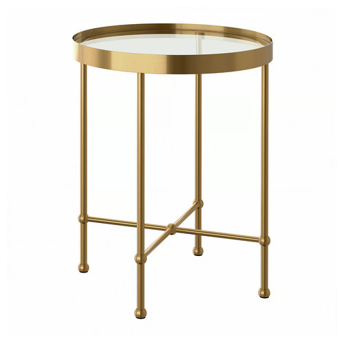 TORSJÖ Side table, gold effect/glass, 45 cm