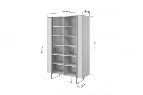 High Cabinet Display Cabinet Verica 120 cm, cashmere, black legs