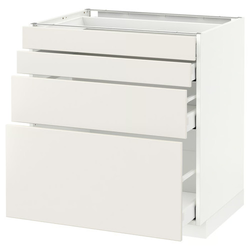 METOD / MAXIMERA Base cab 4 frnts/4 drawers, white/Veddinge white, 80x60 cm