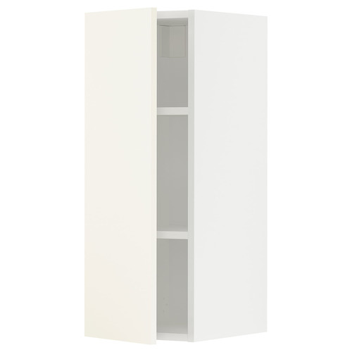 METOD Wall cabinet with shelves, white/Vallstena white, 30x80 cm