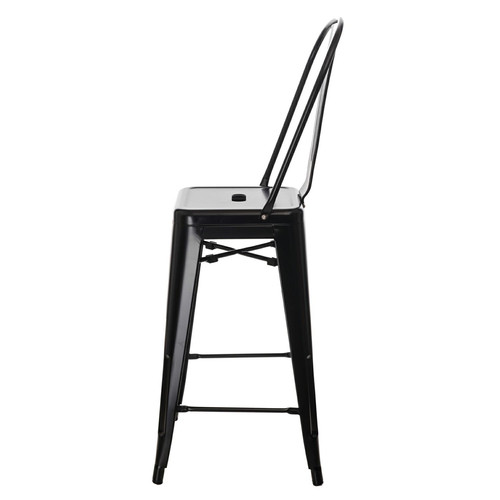 Bar Stool with Backrest Paris Back, black