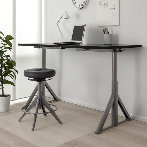 IDÅSEN Desk sit/stand, black/dark grey, 160x80 cm