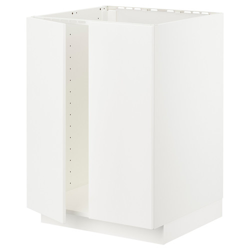 METOD Base cabinet for sink + 2 doors, white/Veddinge white, 60x60 cm