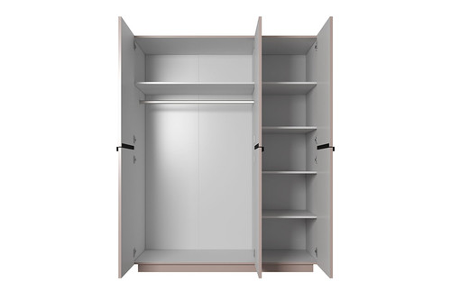 Wardrobe Nicole 150 cm, antique pink, black handles