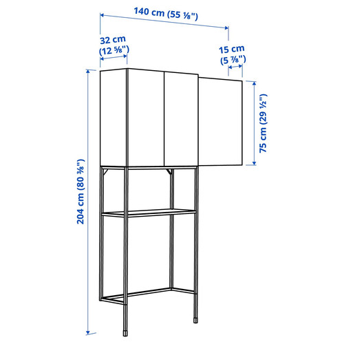 ENHET Storage combination, white/oak, 140x32x204 cm