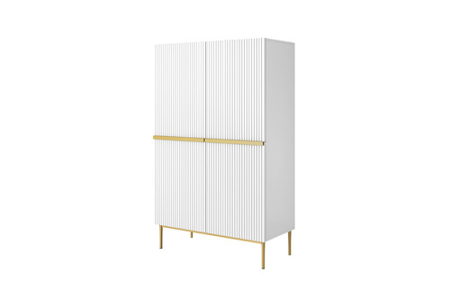 High Cabinet Sideboard Nicole, matt white, gold legs