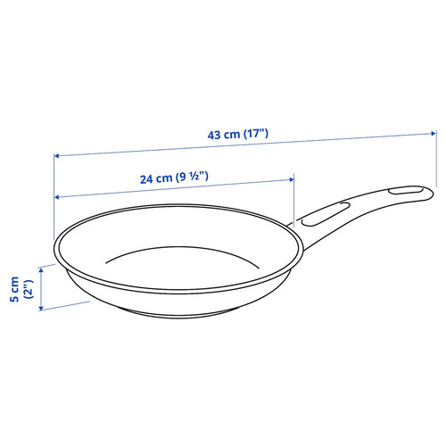 HEMLAGAD Frying pan, black, 24 cm