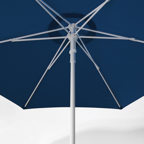 HÖGÖN / IGGÖN Parasol with base, dark blue/dark grey, 270 cm