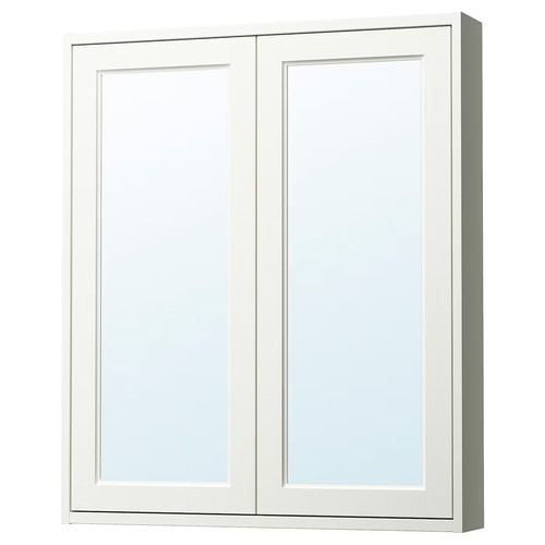 TÄNNFORSEN Mirror cabinet with doors, white, 80x15x95 cm