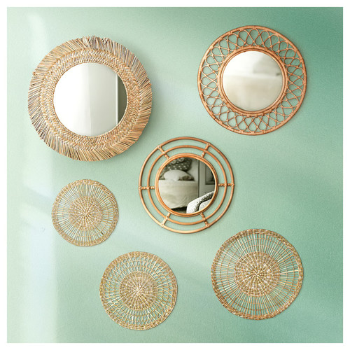 GRINSBOL Mirror, rattan, 55 cm