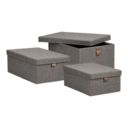 Set of 3 Storage Boxes Dark Gray