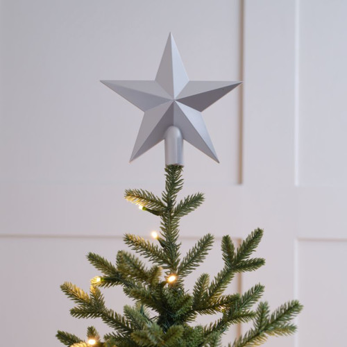 Star Christmas Tree Topper, Silver, 20 cm