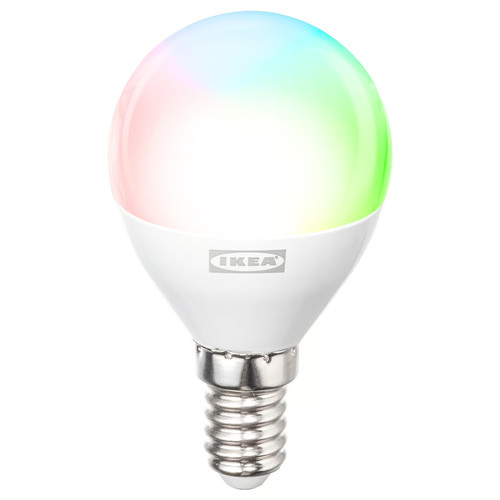 KAJPLATS LED bulb E14 806 lumen, smart colour and white spectrum/globe/opal white, 45 mm