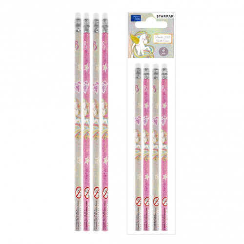 Starpak Pencil with Eraser HB Unicorn 4pcs