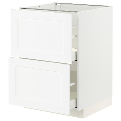 METOD/MAXIMERA Base cb 2 frnts/2 low/1 md/1 hi drw, white Enköping/white wood effect, 60x60 cm