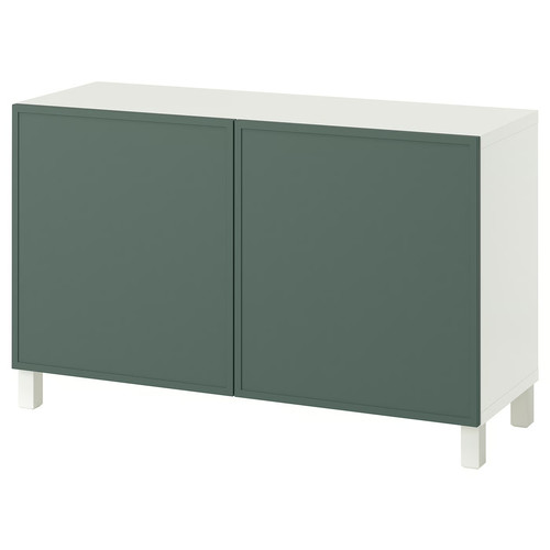 BESTÅ Storage combination with doors, Krukmakare dark grey-green/Stubbarp white, 120x42x74 cm