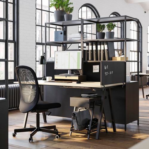 TROTTEN Cabinet with sliding doors, anthracite, 80x55x180 cm