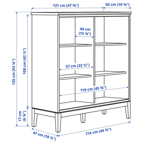 IDANÄS Cabinet with bi-folding doors, white, 121x135 cm