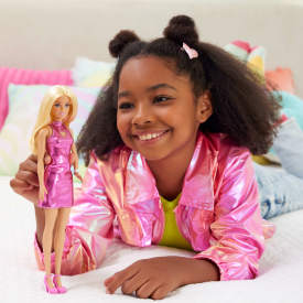 Barbie Fashionistas Doll #230 in Metallic Pink Minidress HYT88 3+