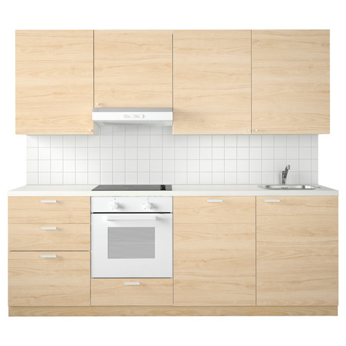 METOD Kitchen, white Maximera/Askersund light ash effect, 240x60x228 cm