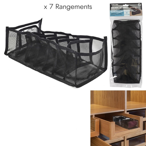 7-Compartment Drawer Organizer, black