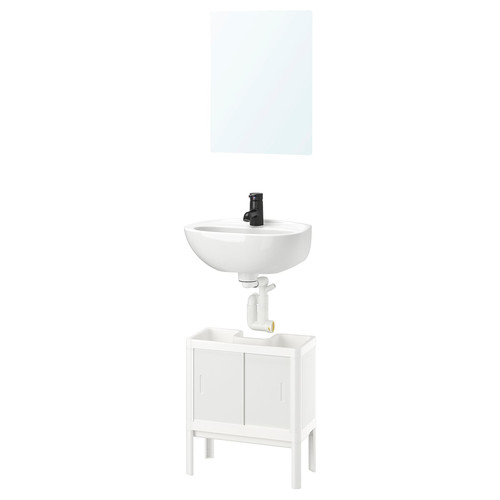 LILLTJÄRN / SKATSJÖN Bathroom furniture, set of 5, white/Saljen tap, 45x35 cm