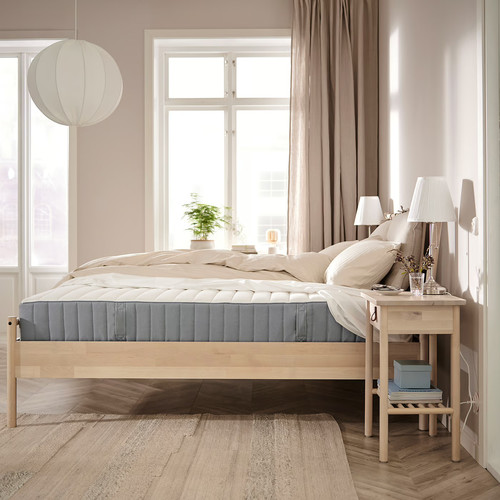 VALEVÅG Pocket sprung mattress, extra firm/light blue, 120x200 cm
