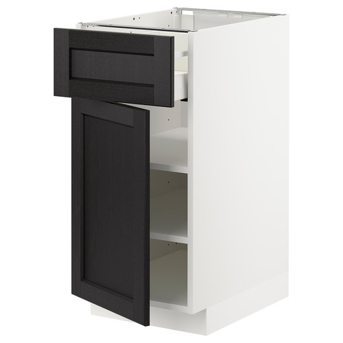 METOD / MAXIMERA Base cabinet with drawer/door, white/Lerhyttan black stained, 40x60 cm