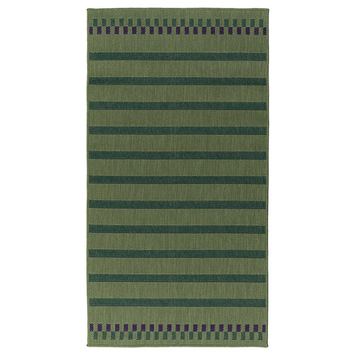 KORSNING Rug flatwoven, in/outdoor, green purple/striped, 80x150 cm