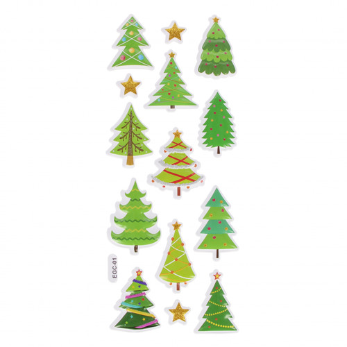 Christmas Stickers Christmas Trees/Stars 14pcs