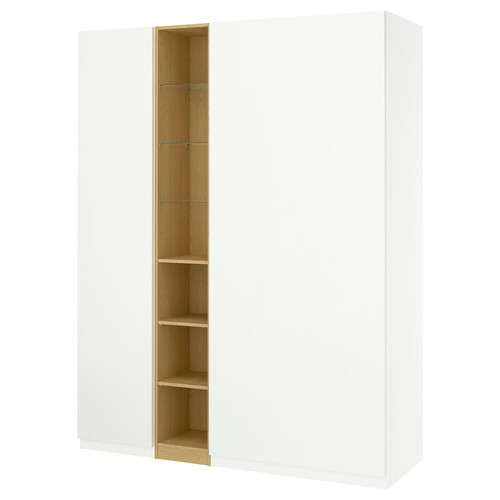 PAX / FORSAND Wardrobe combination, white white/oak effect, 185x60x236 cm