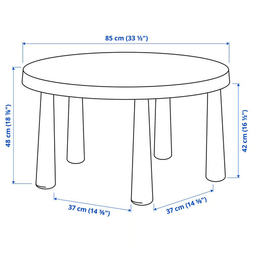 MAMMUT Children's table, indoor/outdoor/light blue, 85 cm