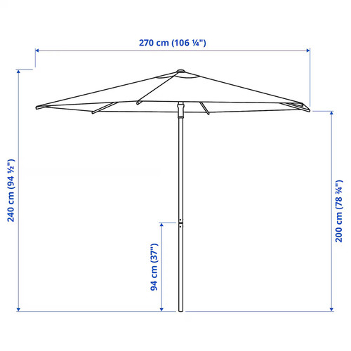 HÖGÖN Parasol, dark blue, 270 cm