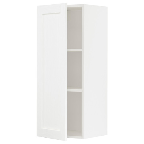 METOD Wall cabinet with shelves, white Enköping/white wood effect, 40x100 cm