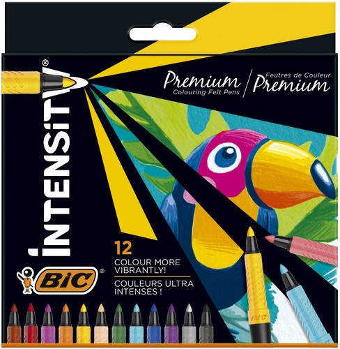 BIC Intensity Premium Colouring Felt Pens 12 Colours