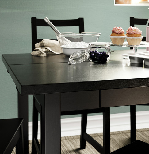 NORDVIKEN Extendable table, black, 152/223x95 cm