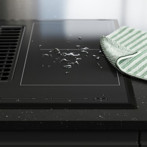 TÄCKNAN Induction hob/integrated extractor, IKEA 500 black, 60 cm