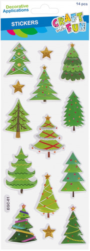 Christmas Stickers Christmas Trees/Stars 14pcs