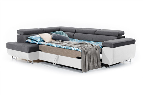 Corner Sofa-Bed Left Annabelle Sawana 5/Madryt 120, white/grey