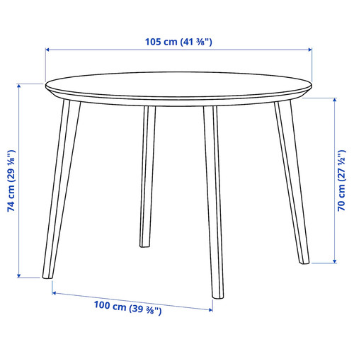 LISABO Table, black, 105 cm