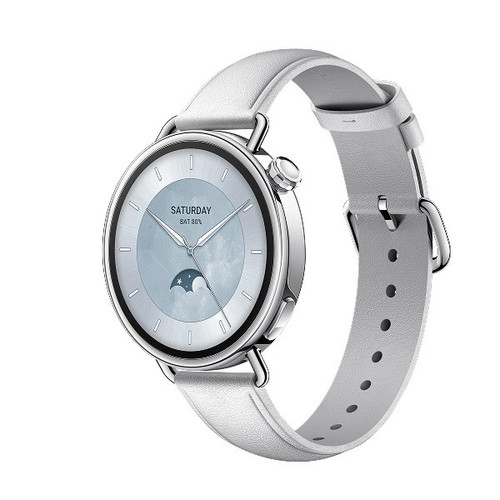 Xiaomi Watch S4 Smartwatch 41mm, Silver, White Leather Strap