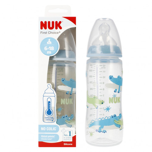 NUK First Choice Plus Baby Bottle with Temperature Control 300ml 6-18m, blue